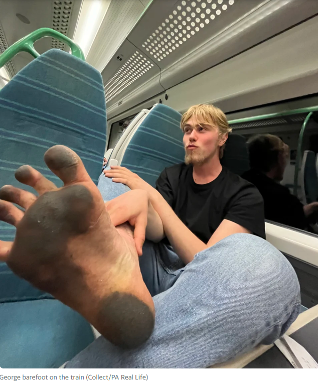 george woodville feet - George barefoot on the train CollectPa Real Life